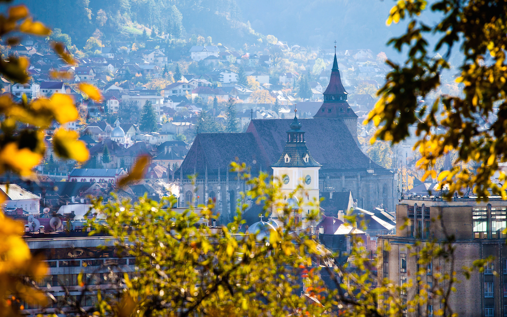 View of Brasov old city known as Kronstadt located in the central part of Romania