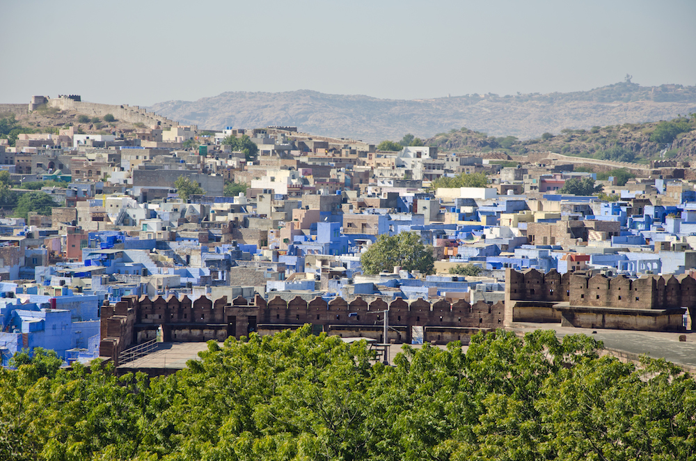 Jodhpur blue city view from historical Mehrangarh Fort, Rajasthan, India